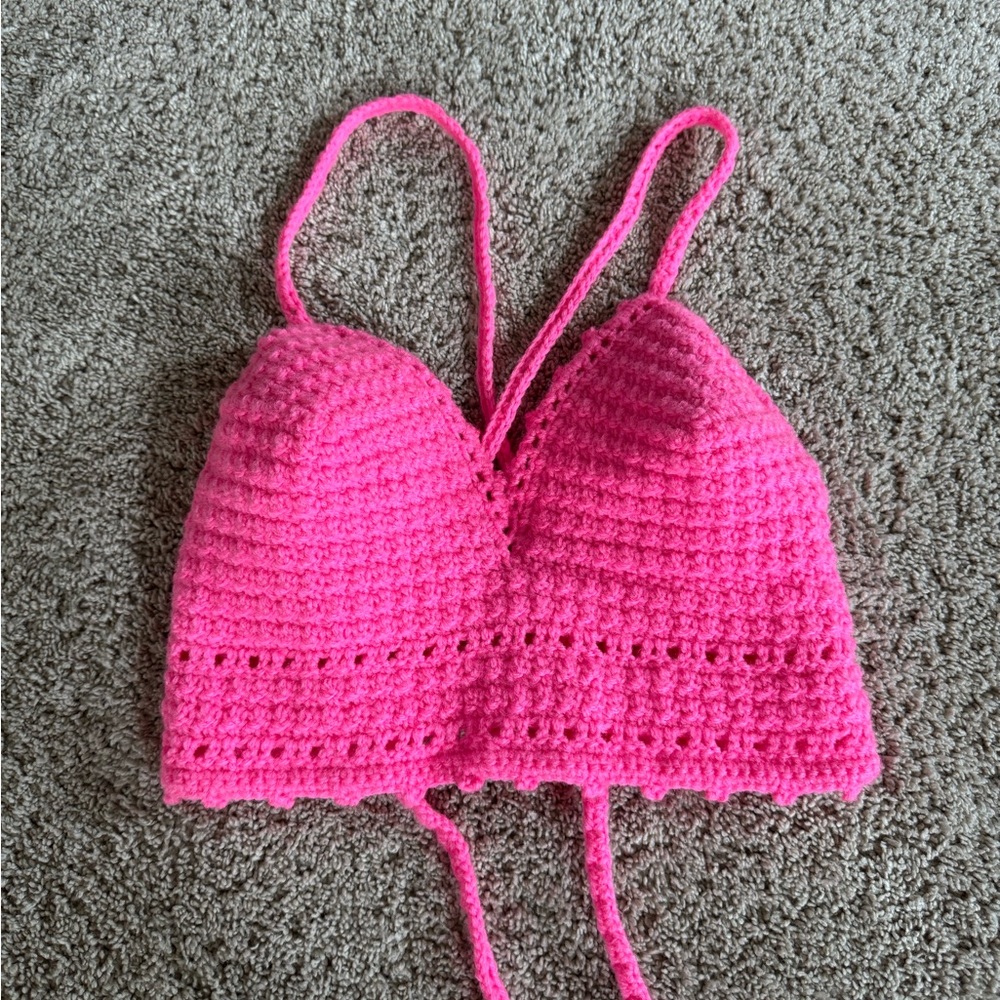Handmade Pink Crochet Halter Top